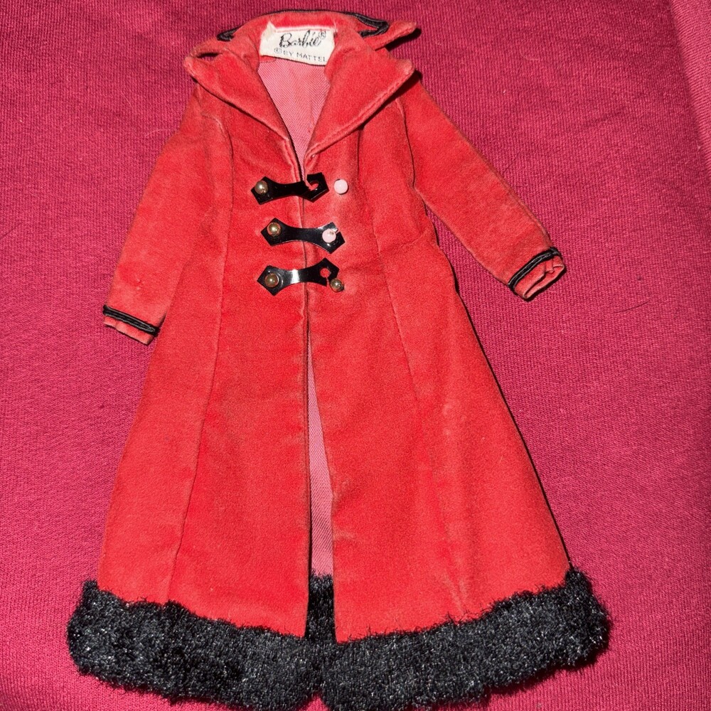 Vintage Barbie #3418 Magnificent Midi Red Velvet Coat And Dress 1971
